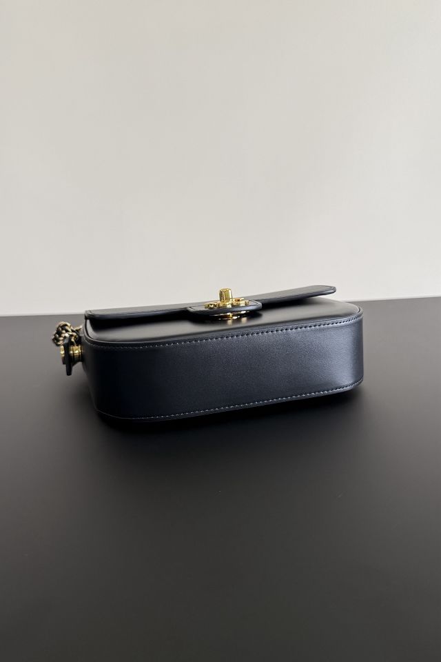 CC calfskin top handle mini flap bag AS6424 black