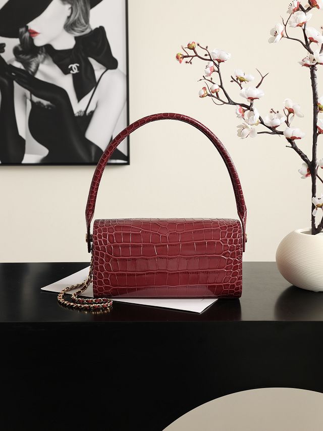 CC crocodile calfskin clutch with chain AP5294 