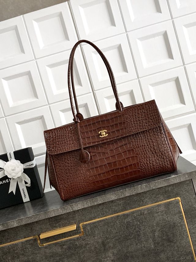 CC crocodile calfskin medium shopping bag AS6428 