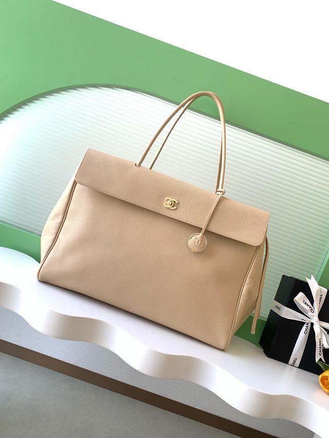 CC grained calfskin large shopping bag AS6289 beige