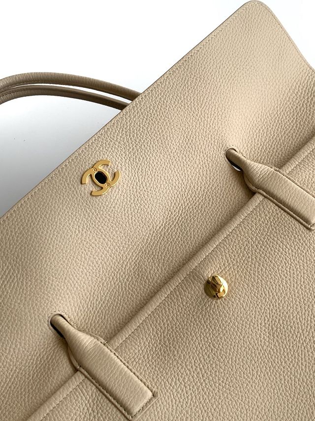 CC grained calfskin large shopping bag AS6289 beige