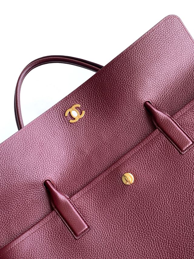 CC grained calfskin large shopping bag AS6289 bordeaux