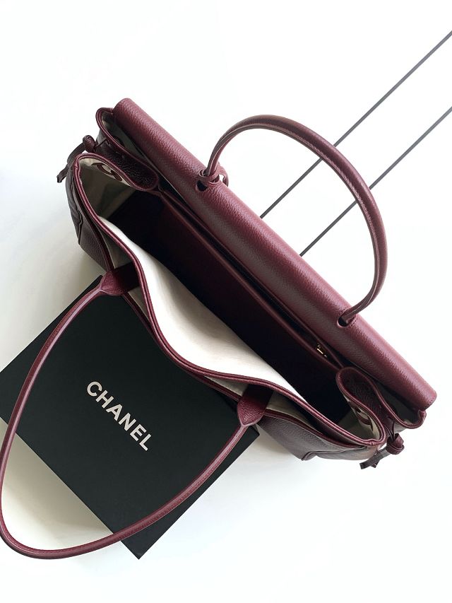 CC grained calfskin large shopping bag AS6289 bordeaux