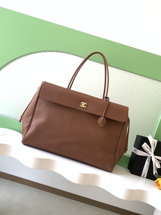 CC grained calfskin large shopping bag AS6289 brown