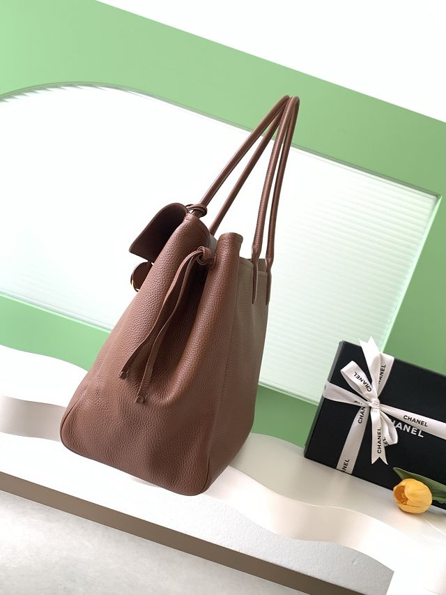 CC grained calfskin large shopping bag AS6289 brown