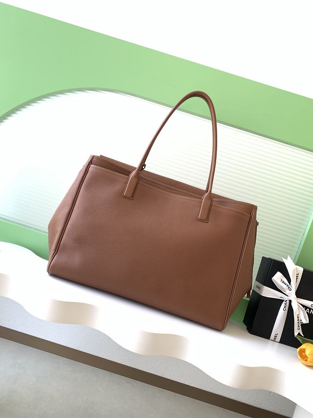 CC grained calfskin large shopping bag AS6289 brown