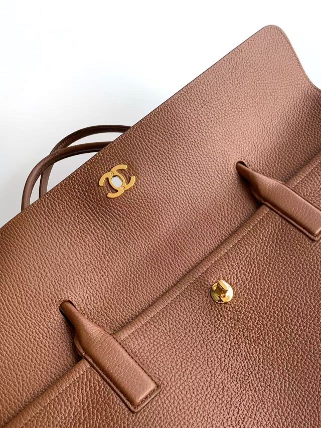 CC grained calfskin large shopping bag AS6289 brown