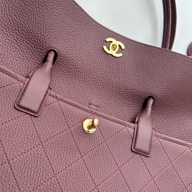 CC grained calfskin medium shopping bag AS6428 bordeaux