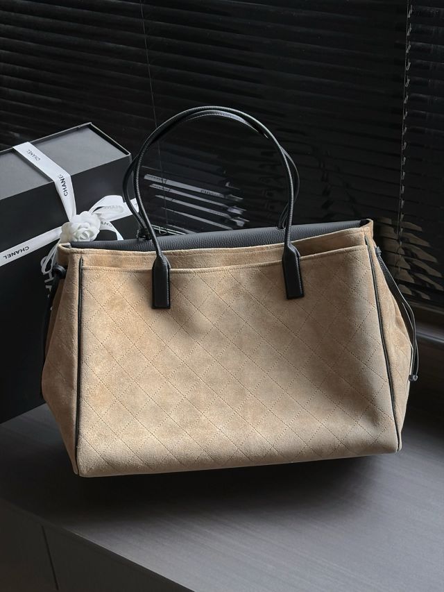 CC suede calfskin large shopping bag AS6289 black