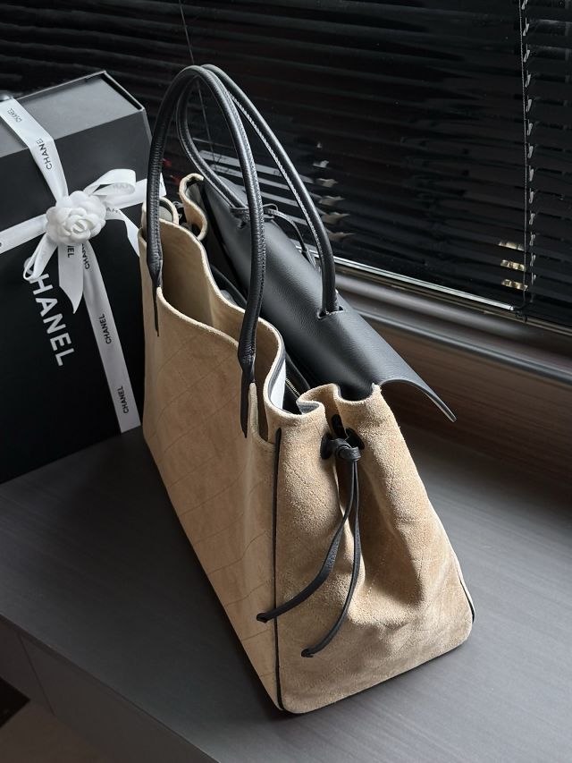 CC suede calfskin large shopping bag AS6289 black
