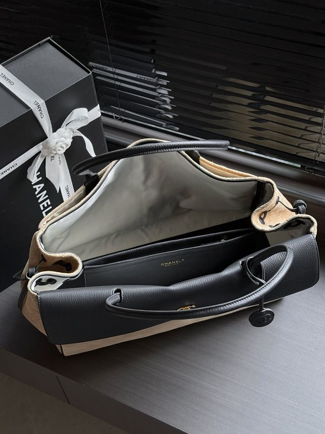 CC suede calfskin large shopping bag AS6289 black
