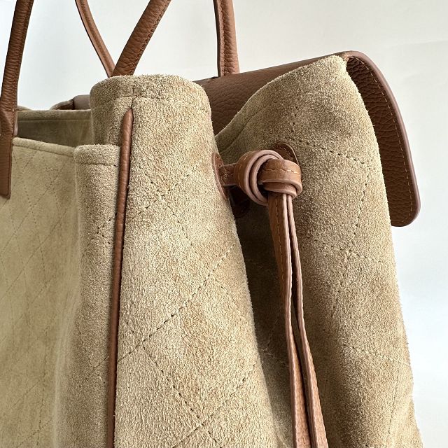CC suede calfskin large shopping bag AS6289 brown