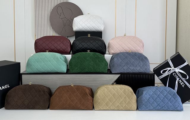 CC suede calfskin clutch with chain AP5251