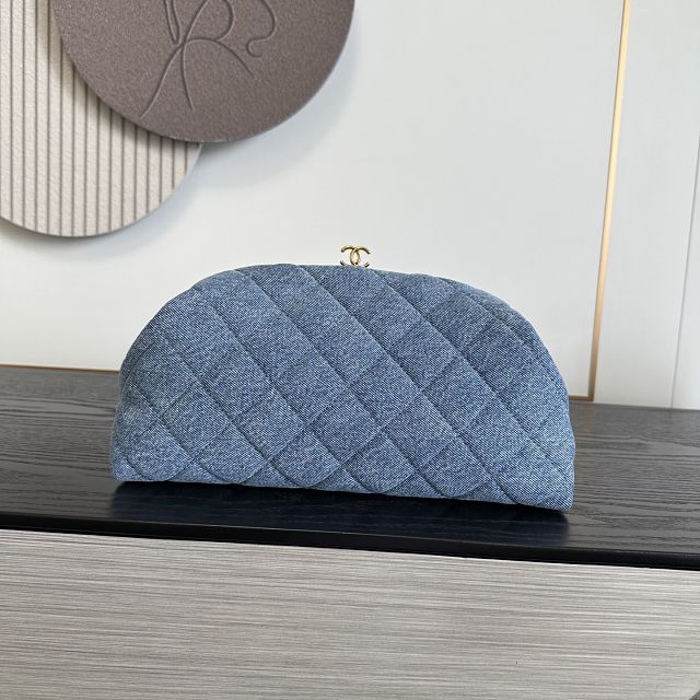 CC suede calfskin clutch with chain AP5251