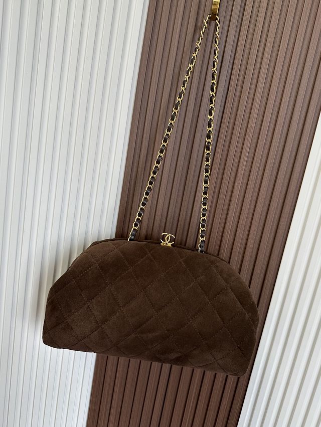 CC suede calfskin clutch with chain AP5251
