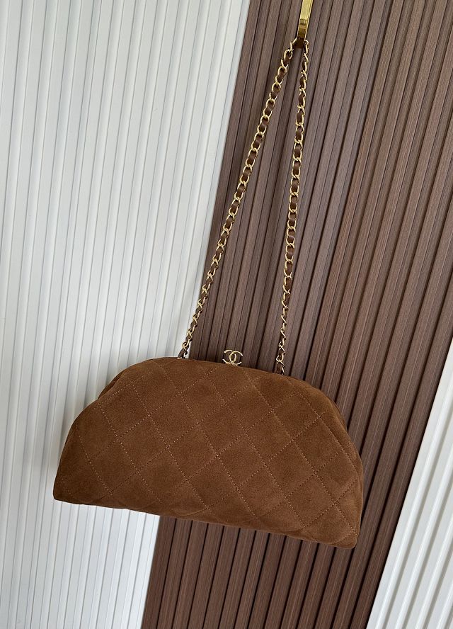 CC suede calfskin clutch with chain AP5251