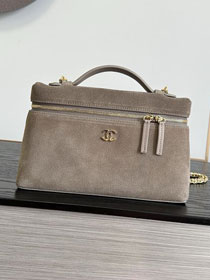 CC suede calfskin large vanity with chain AP5347 grey