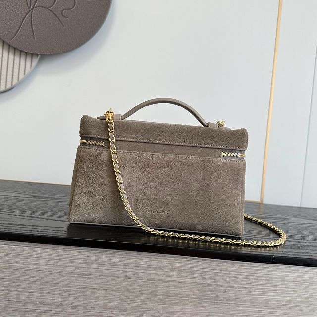 CC suede calfskin large vanity with chain AP5347 grey