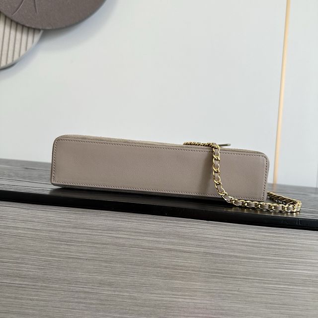 CC suede calfskin large vanity with chain AP5347 grey