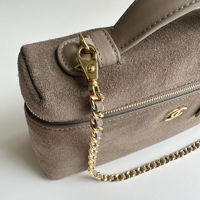 CC suede calfskin large vanity with chain AP5347 grey