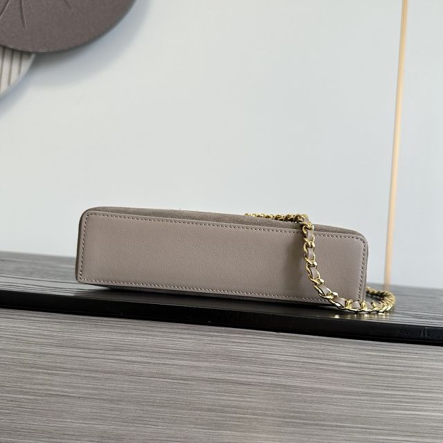 CC suede calfskin small vanity with chain AP5346 grey