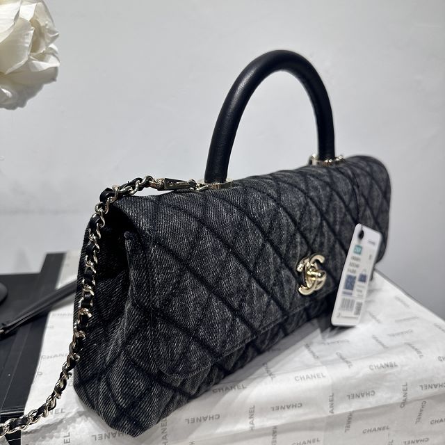 CC denim east-west coco handle bag AS6091 black