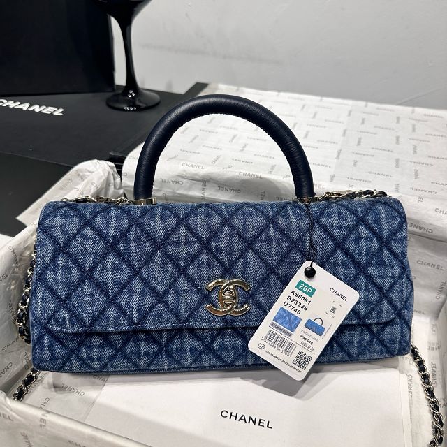 CC denim east-west coco handle bag AS6091 blue