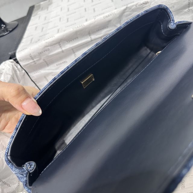 CC denim east-west coco handle bag AS6091 blue