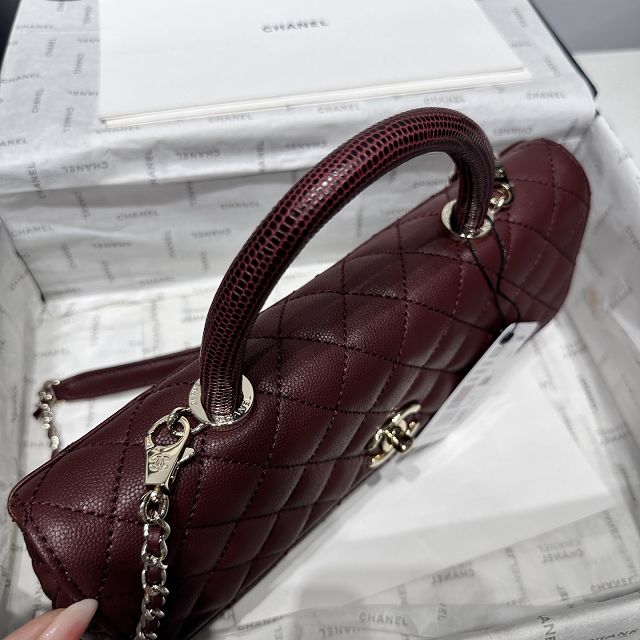 CC grained calfskin east-west coco handle bag AS6091 bordeaux