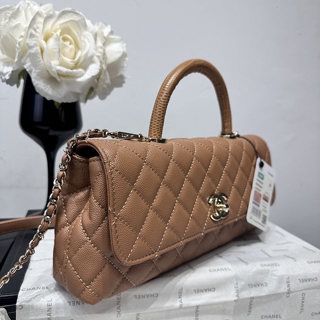 CC grained calfskin east-west coco handle bag AS6091 brown