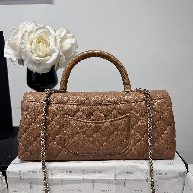 CC grained calfskin east-west coco handle bag AS6091 brown