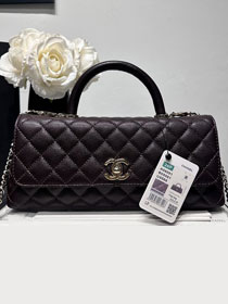 CC grained calfskin east-west coco handle bag AS6091 dark brown