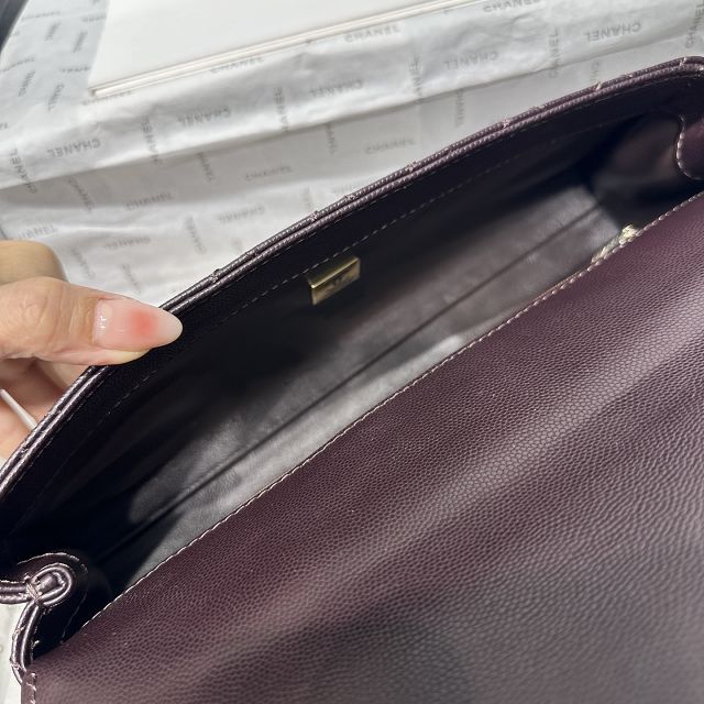 CC grained calfskin east-west coco handle bag AS6091 dark brown