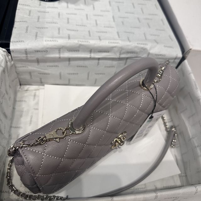 CC grained calfskin east-west coco handle bag AS6091 grey