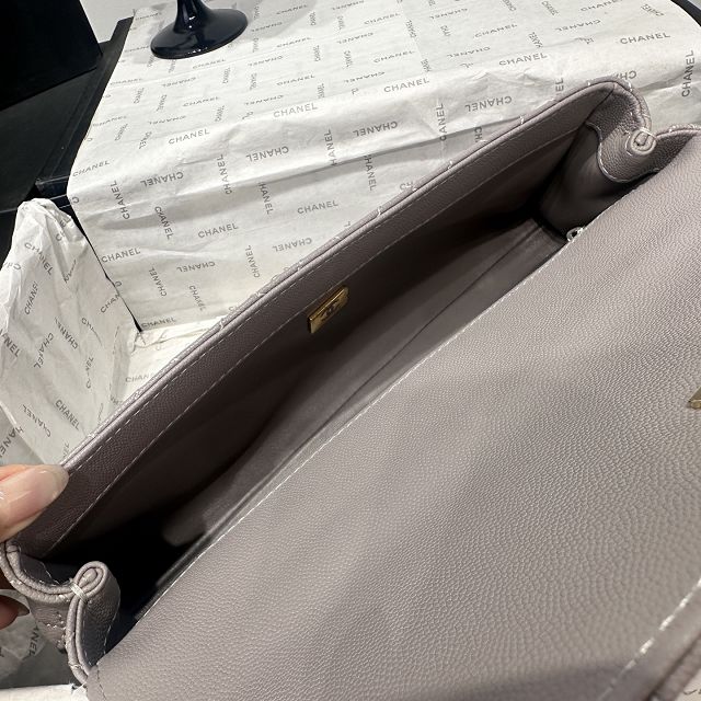 CC grained calfskin east-west coco handle bag AS6091 grey
