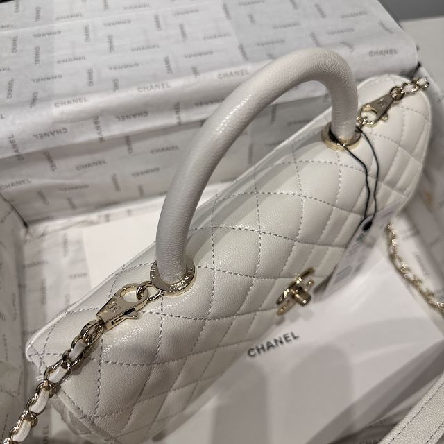 CC grained calfskin east-west coco handle bag AS6091 white