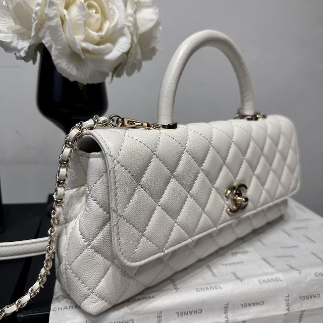 CC grained calfskin east-west coco handle bag AS6091 white