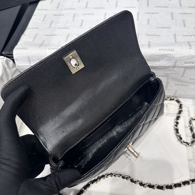 CC grained calfskin nano coco handle bag AS5285 black