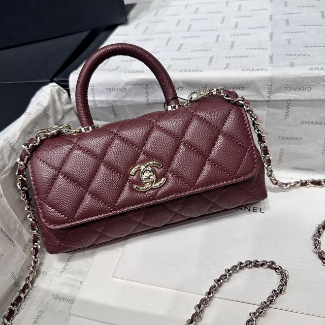 CC grained calfskin nano coco handle bag AS5285 bordeaux