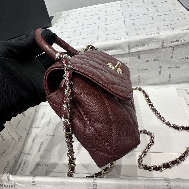 CC grained calfskin nano coco handle bag AS5285 bordeaux