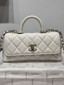CC grained calfskin nano coco handle bag AS5285 white