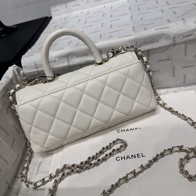 CC grained calfskin nano coco handle bag AS5285 white