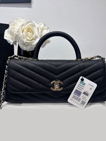 CC lambskin east-west coco handle bag AS6091 black
