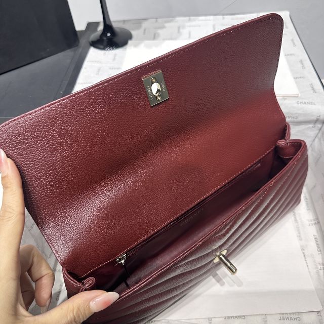 CC lambskin east-west coco handle bag AS6091 bordeaux
