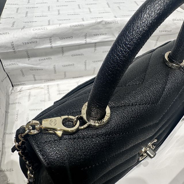 CC lambskin small coco handle bag A92990 black