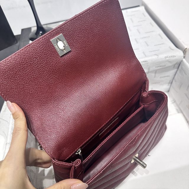 CC lambskin small coco handle bag A92990 bordeaux 