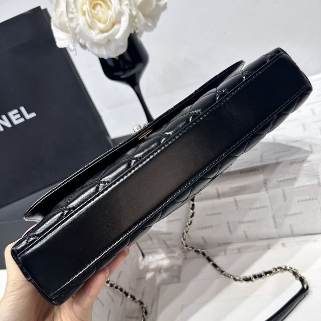 CC shiny calfskin east-west coco handle bag AS6091 black