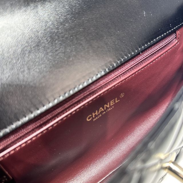 CC shiny calfskin east-west coco handle bag AS6091 black
