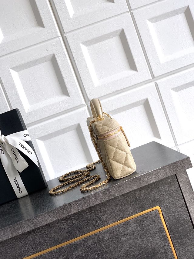 CC calfskin vanity with chain AP5195 beige