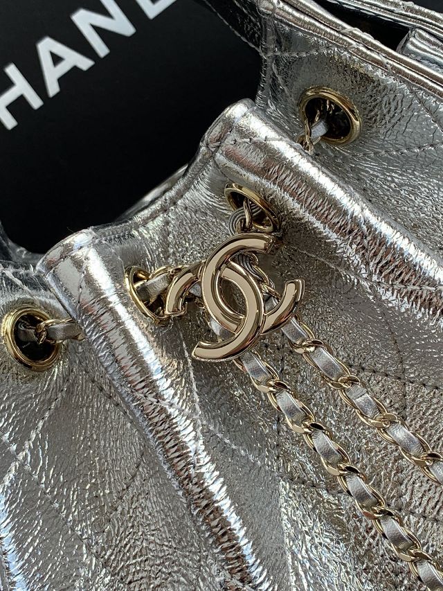 CC crinkle calfskin 25 mini handbag AS5631 silver